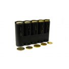 Euro Coin Dispenser Five Slot Standing with Coins Euro Coin Dispenser Five Slot Standing with Coins