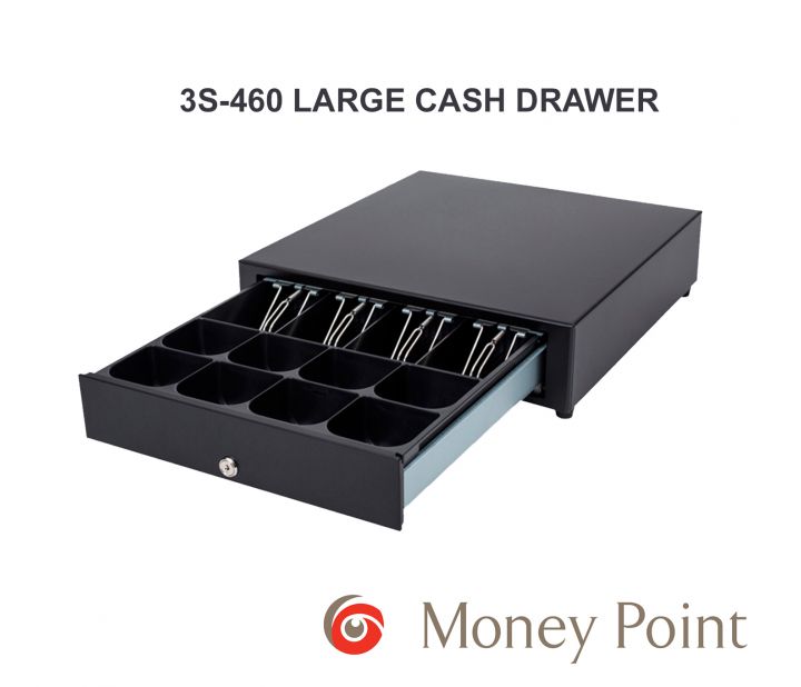 3S-460 LARGE CASH DRAWER BLACK FRONT OPEN VIEW MONEY POINT IRELAND 3S-460 LARGE CASH DRAWER BLACK FRONT OPEN VIEW MONEY POINT IRELAND
